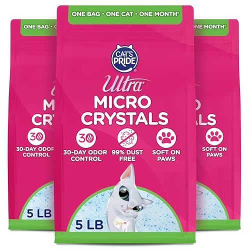 Ultra Micro Crystals Premium Cat Litter - 99.9% Dust Free, Soft on Paws, Fragrance Free - 15 Lbs. Total (3pk of 5 Lbs.)
