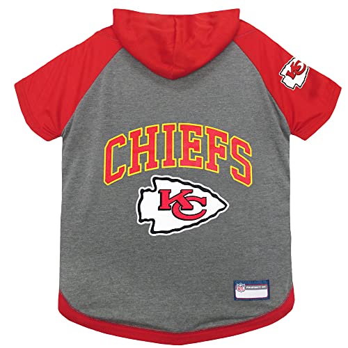 Pets First NFL Kansas City Chiefs Hoodie for Dogs & Cats. | NFL Football Licensed Dog Hoody Tee Shirt, Medium| Sports Hoody T-Shirt for Pets | Licensed Sporty Dog Shirt