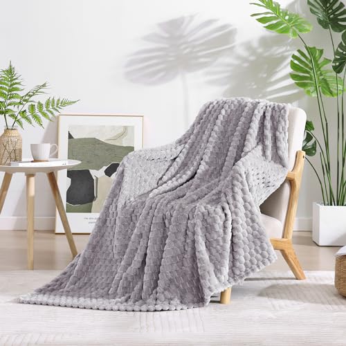 Monbix Cloud Grey Fleece Throw Blanket for Couch- Room Decor Soft Cozy Blankets for Women, Lightweight Fuzzy Fleece Flannel Bed Blanket Suitable for All Seasons(60"×80",Cloud Grey)