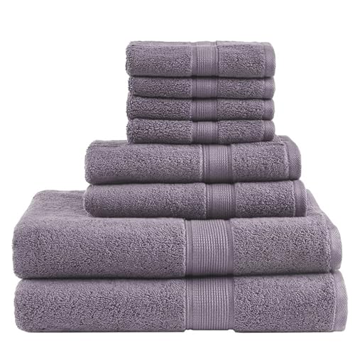 Madison Park 800GSM Bathroom Towel Set of 8 100% Cotton Bath Towel Set for Bathroom Luxurious Highly Absorbent 2 Bath Towels 2 Hand Towels 4 Washcloths Quick Dry Spa Quality Light Purple