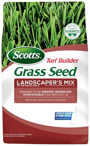 Scotts Turf Builder Grass Seed Landscaper's Mix for Tall Fescue Lawns - Heat, Drought, Insect, and Disease Resistant Lawn Seed, Covers up to 1,750 sq. ft., 7 lb.