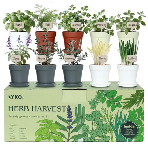 10 Indoor Herb Garden Kit, 33pcs Complete Kitchen Herb Starter Set Including 4-Color Pots, Soil & Tools, Unique Gift Ideas for Plant Lovers, Women, Men, Mom, Friend, Birthday, Housewarming, Christmas