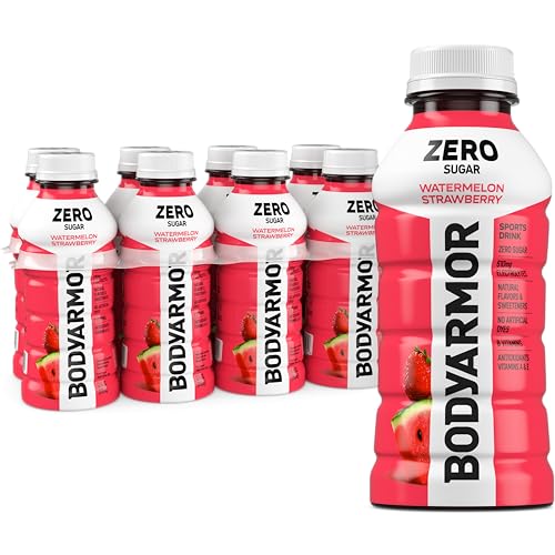 BODYARMOR ZERO Sugar Watermelon Strawberry Electrolyte Drink, Natural Flavors, 12 Fl Oz Bottles (8 Pack), B Vitamins & Antioxidants Sugar Free Hydration
