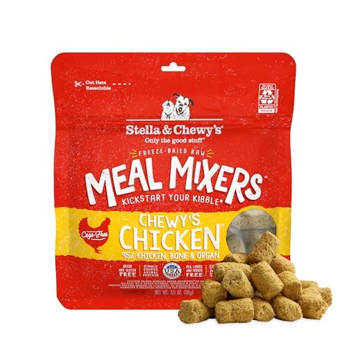 Stella & Chewy's Freeze-Dried Raw Chicken Meal Mixers- Dog Food Topper and Mixer - Made with 95% Cage-Free Chicken, Organs & Bone - Perfect for Picky Eaters - Grain-Free - 3.5oz