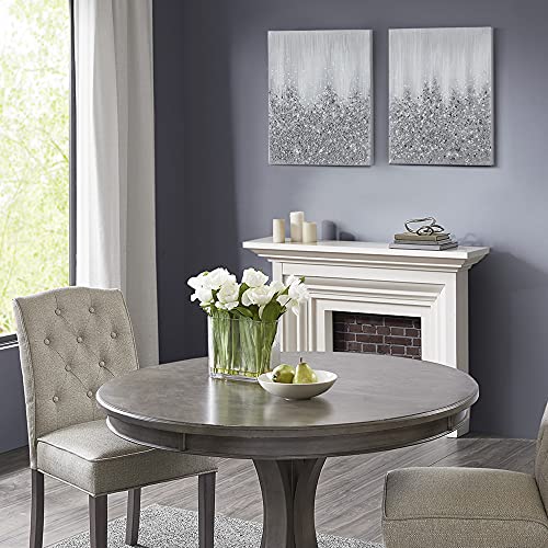 Madison Park Wall Art Living Room Decor-Embellished Hand Painted Metallic Canvas, Home Accent Glitter Abstract Bathroom Decoration Ready to Hang Bedroom Painting, 22" x 28", Silver, 2 Piece Set
