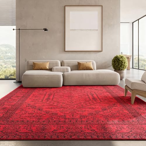 SAFAVIEH Area Rug 9x12 - Adirondack Collection - Large - Red & Black, Oriental Medallion Design, Non-Shedding & Easy to Clean, Ideal for Living Room, Bedroom, Dining Space (ADR108F)