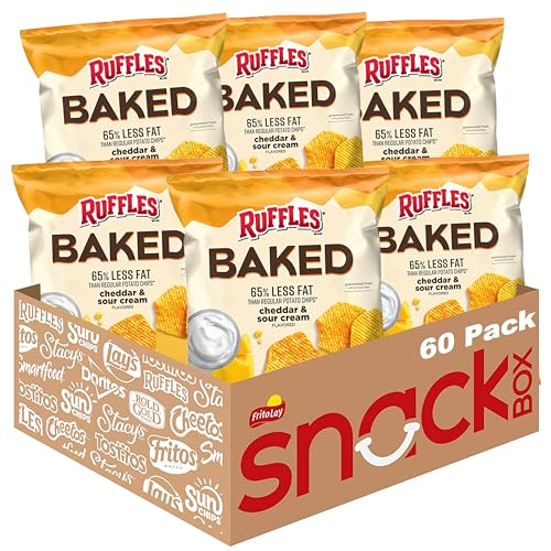Baked, Ruffles Cheddar & Sour Cream, 0.8 Ounce (Pack of 60)