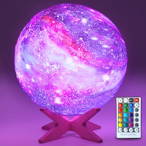 HYODREAM 5.9 inch Galaxy Moon Lamp Remote & Touch Control 16 Colors LED Night Light Rechargeable Globe Light as Gifts Decor for Boys/Girls/Kids/Women