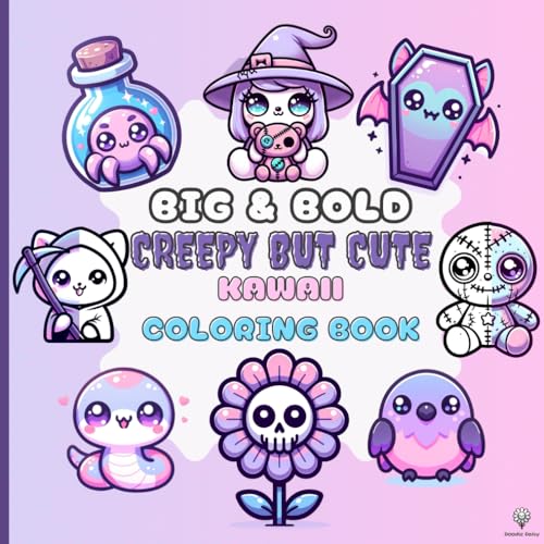 Creepy But Cute kawaii Coloring Book: Big and Bold Halloween kawaii Coloring Book