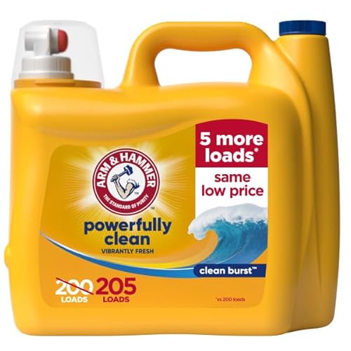 ARM & HAMMER Liquid Laundry Detergent, Powerfully Clean, Clean Burst Scent, More Loads, 205 Loads, 205 Fl Oz