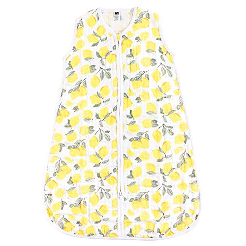 Hudson Baby Unisex Baby Muslin Cotton Sleeveless Wearable Sleeping Bag, Sack, Blanket, Lemons, 18-24 Months