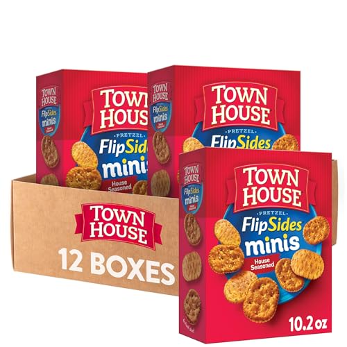 Town House FlipSides Minis Oven Baked Crackers, Lunch Snacks, House Seasoned (12 Boxes)
