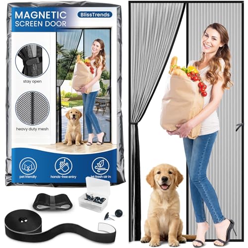 BlissTrends Magnetic Screen Door, Door Screen Magnetic Closure, Patio Screens for Patios Outside Outdoor, Mesh Screen Doors with Magnets Pet Friendly, Screen for Door to Keep Bugs Out (38"×83")