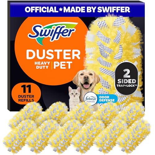 Swiffer Pet Heavy Duty Dusters Refills, Multisurface 360 Dusters with Febreze Odor Defense, 11 Count