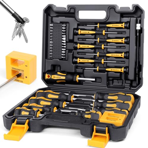 Magnetic Screwdrivers Set with Case, Amartisan 43-piece Includs Slotted, Phillips, Hex, Pozidriv,Torx and Precision Screwdriver Set, Magnetizer Demagnetizer Tools, Tools for Men