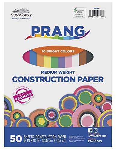 Prang (Formerly SunWorks) Construction Paper, 10 Assorted Colors, 12" x 18", 50 Sheets