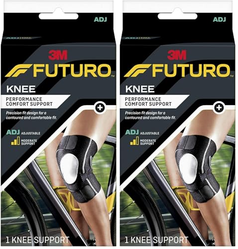 Futuro Performance Compression Knee Support, Ideal for Everyday Activities, One Size - Black (Pack of 2)