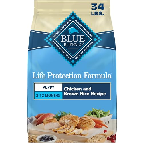 Blue Buffalo Life Protection Formula Chicken & Brown Rice Puppy Dry Dog Food with DHA & ARA, Supports Immunity with Antioxidant-Rich LifeSource Bits, Promotes Healthy Muscles & Strong Bones, 34 lbs.