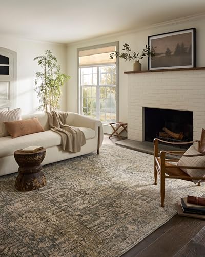 Loloi Magnolia Home by Joanna Gaines Junie Collection JUE-02 Moss/Natural 7'-10" x 10'-2", .38" Pile Height, Area Rug