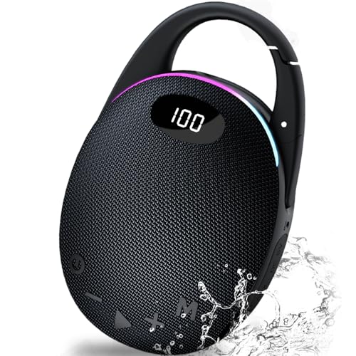 Portable Mini Bluetooth Speaker with HD Sound, LED Power Display, Big Pro Sound with Punchy Bass,Integrated Carabiner, 25H Playtime, Colorful RGB Lights, TWS pairing,Outdoor/Party/Travel, Gift Ideas