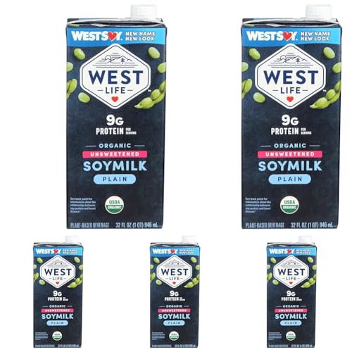 West Life Organic Unsweetened Soy Milk, 32 Fl Oz (Pack of 5)
