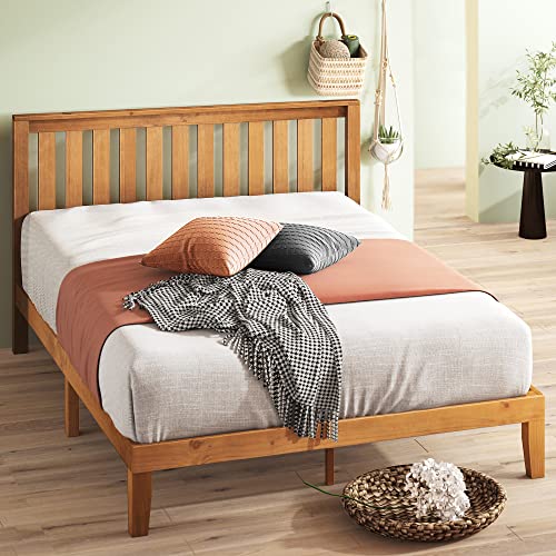Zinus Alexia Wood Platform Bed Frame with headboard, Solid Wood Foundation with Wood Slat Support, No Box Spring Needed, Easy Assembly, Rustic Pine, Full