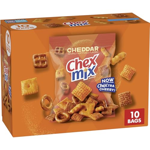 Chex Mix Cheddar Snack Mix, Single Serve Snack Bags, Multipack, 10 Ct, 17.5 oz