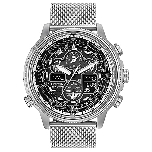 Citizen Eco Drive Navihawk Black Dial SS Chrono Quartz Men's Watch JY8030-83E