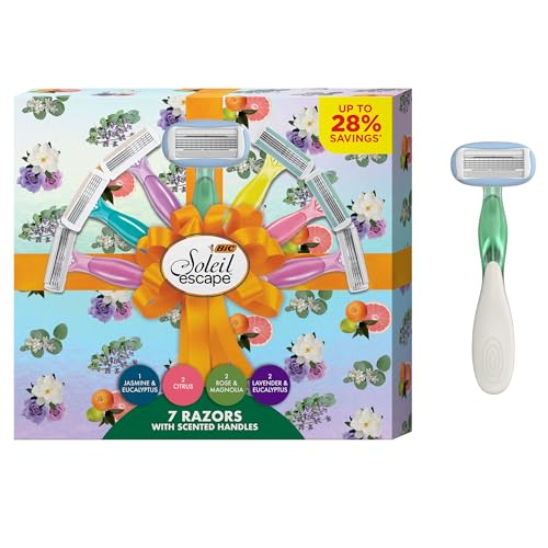 BIC Soleil 4 Escape Women's Disposable 4-Blade Razors, Scented Handles for a Pampering Shave, 7-Pack