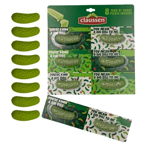 Claussen Tear & Share 24 Pack Pickle Eraser for Kids, Cute Erasers for Kids, Fun, Inspirational Gift for Students- 3 Packs