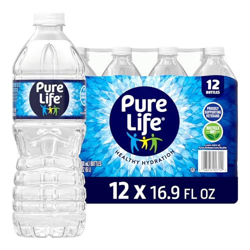 Pure Life Purified Water Bottles, 12 Pack - Still Bottled Water Enhanced with Minerals for a Crisp Taste, Plastic Bottles - 16.9 Fl oz