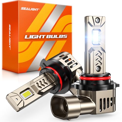 SEALIGHT 9005/HB3 Bulbs, 45,000LM Super Brighter, 1:1 Halogen Size, 6500K Cool White, Long Service Life with Cooling Fan, Plug and Play, Pack of 2