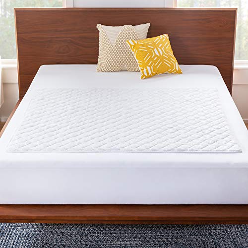 Linenspa Waterproof Mattress Pad – 44" x 52" Non Slip Waterproof Sheet and Mattress Protector – Highly Absorbent, Machine Washable, Quilted – Fits Full & Queen, White
