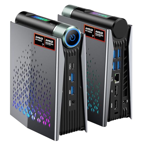 ACEMAGICIAN S3A Mini PC Windows 11 Pro, Ryzen 7 H 255(up to 4.9GHz), 16GB LPDDR5 512GB NVME PCIe4.0 SSD Computer with Radeon 780M Graphics, RGB Lights 3 Modes Small Desktop for Business Home Office