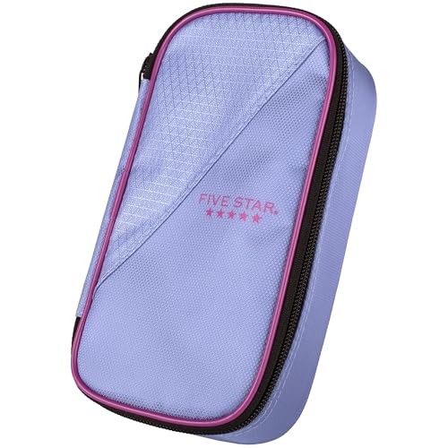 Five Star Pencil Pouch, Pen Case, High-Capacity Zipper Pouch, Storage Organizer for School Supplies Earbuds Chargers Cables Makeup, Lilac/Berry (500211F-ECM)
