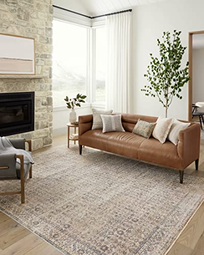 Loloi Angela Rose Blake Collection BLA-04 Beige/Denim 2'-7" x 8'-0", .25" Pile Height, Fringe, Runner Rug