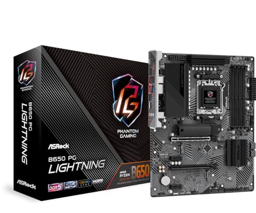ASRock B650 PG Lightning AMD AM5 ATX Motherboard, Supports AMD Ryzen 9000/8000/7000 Series Processors, DDR5 7200+ (OC), PCIe 5.0 M.2, 2.5G LAN, 14+2+1 Power Phase
