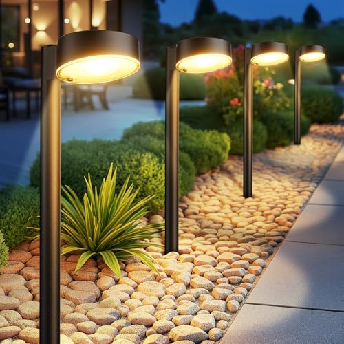 Ahaorigin 8 Pack Solar Pathway Lights Outdoor, 12 Brighter LED Solar Lights Outdoor Waterproof, Up to 12 Hrs Modern Path Light for Yard Garden Walkway Driveway Lawn (8 Pack)