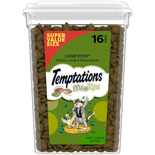 Temptations Cat Treats, Classic Crunchy and Soft Cat Treats, Catnip Fever Flavor, Catnip Treats, 16 oz. Tub