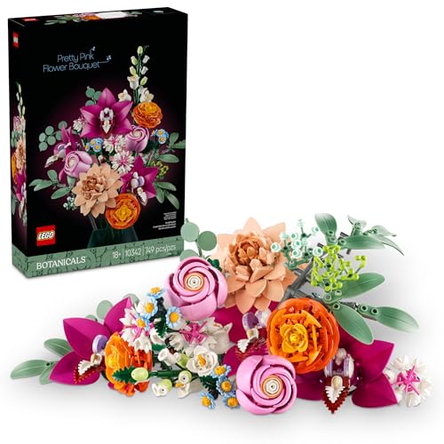 LEGO Botanicals Pretty Pink Flower Bouquet Building Set for Adults - Gifts for Mothers Day - Artificial Flowers for Decor or Table Display - 10342