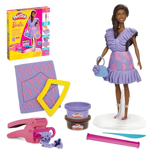 Play-Doh Barbie Fashionista Ruffles Set, Make Doll Clothes with Modeling Compound & 10 Fashion Accessories, Arts & Crafts for Girls & Boys 5+