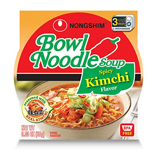 Nongshim Ramen Noodles, Gourmet Instant Ramen bowl, Premium Microwavable Noodle Soup, Kimchi, 3.03 Ounce (Pack of 1)