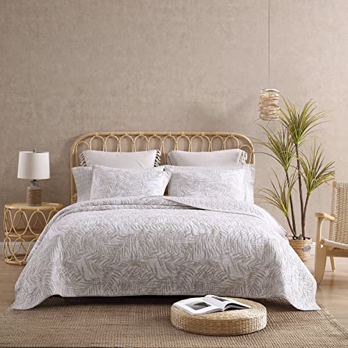 Tommy Bahama - King Quilt Set, Reversible Cotton Bedding with Matching Shams, Tropical Super Soft Bedding Set (Palmday Beige, King)