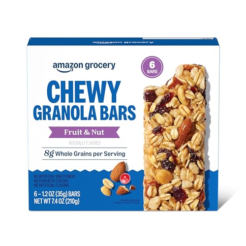 Amazon Grocery, Fruit & Nut Chewy Granola Bars, 7.4 Oz, 6 Ct