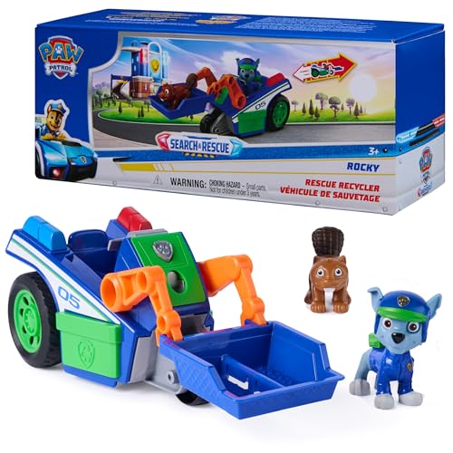 Paw Patrol: Search & Rescue, Rocky Rescue Recycler Vehicle with 2 Figures, Toy Car with Pull-Back Action, Kids Toys for Boys & Girls Ages 3+