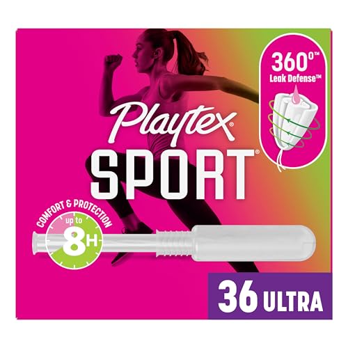 Playtex Sport Tampons Ultra Absorbency, Fragrance-Free - 36ct | Ultra Tampons for Women, Feminine Care, Playtex Tampon with 360 Leak Defense