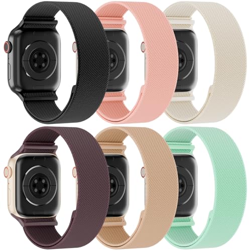 Stretchy Solo Loop Compatible with Apple Watch Band 38mm 40mm 41mm 42mm 44mm 45mm 46mm 49mm Women Men, Adjustable Soft Nylon Sport Elastic Strap for iWatch Series 11/10/9/8/SE/7/6/5/4/3 Ultra