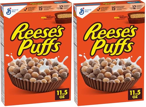 Reese's Puffs, Chocolatey Peanut Butter Cereal, 11.5 OZ Box (Pack of 2)