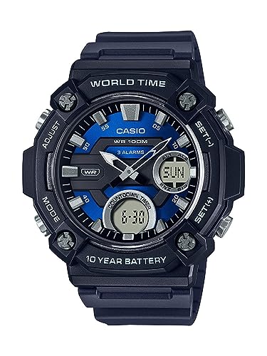 Casio 10 Year Battery World Time Countdown Timer Analog-Digital Watch (Model: AEQ-120W-2AV)