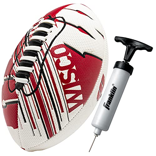 Franklin Sports Wisconsin Badgers Foam Football - Youth Mini Football for Kids - 8.5" Junior Soft Foam Ball - SPACELACE Easy Grip Cover - Perfect Toy for Kids